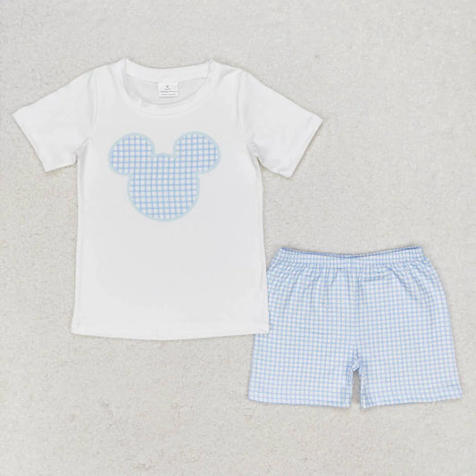 Blue Gingham Boys Short Set - Preorder