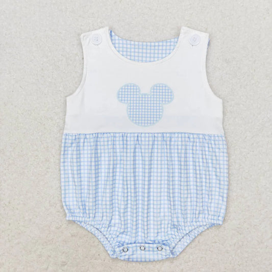 Blue Gingham Mouse Bubble Romper - Preorder