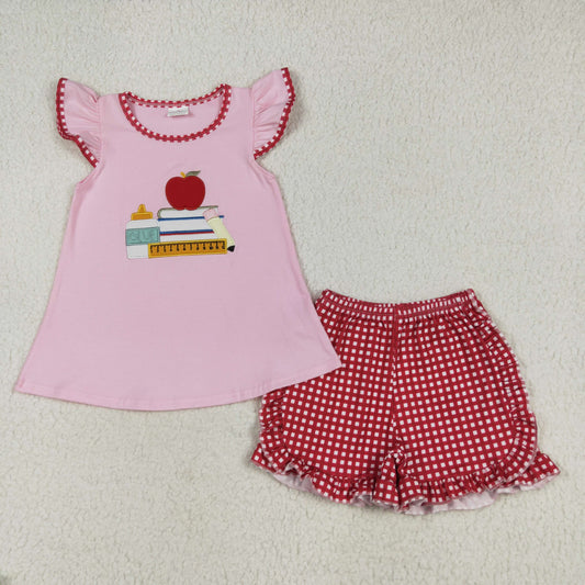BTS Pink/Gingham Embroidered Girls Shorts Set - Preorder