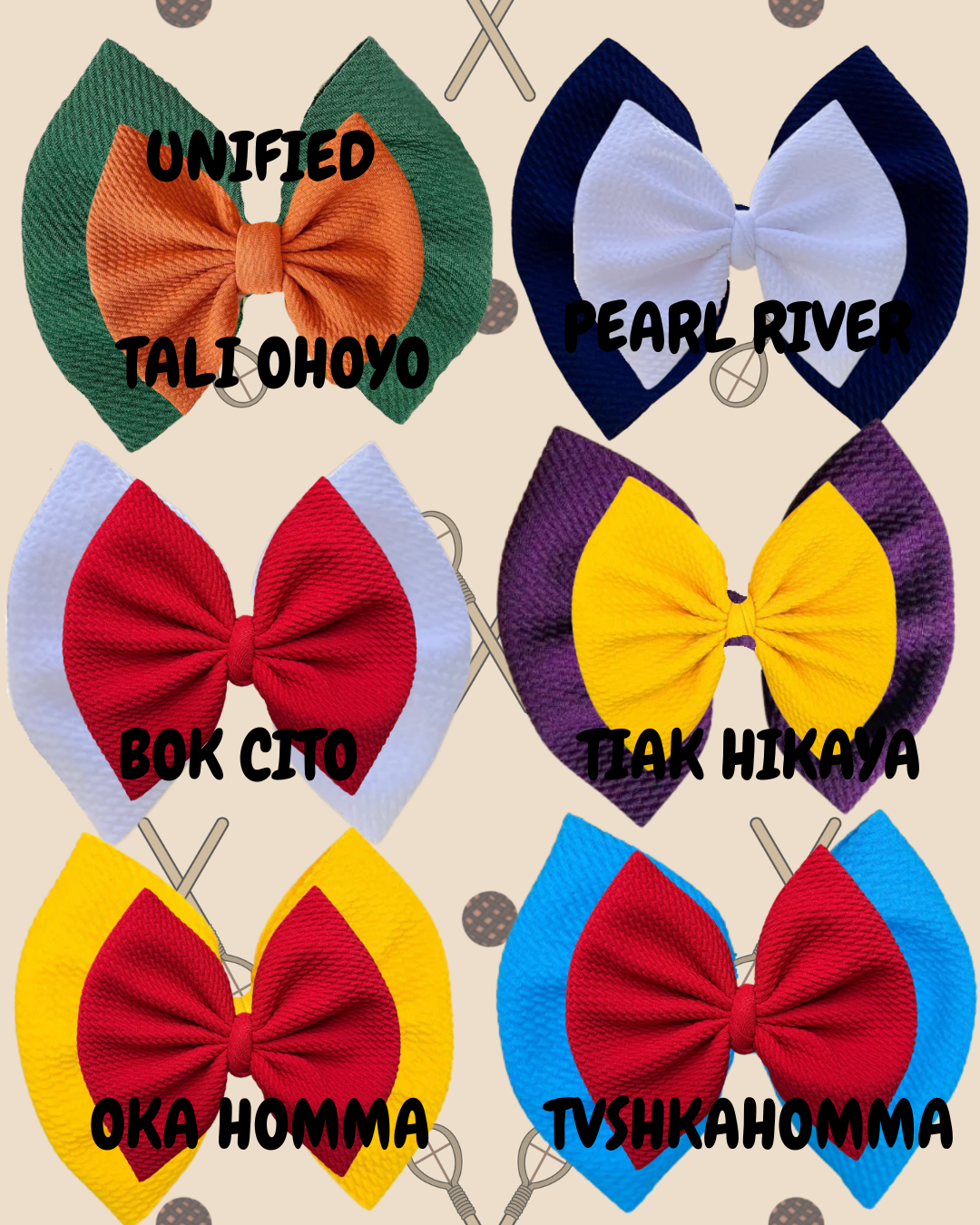 Stickball Team Colors Double Bow
