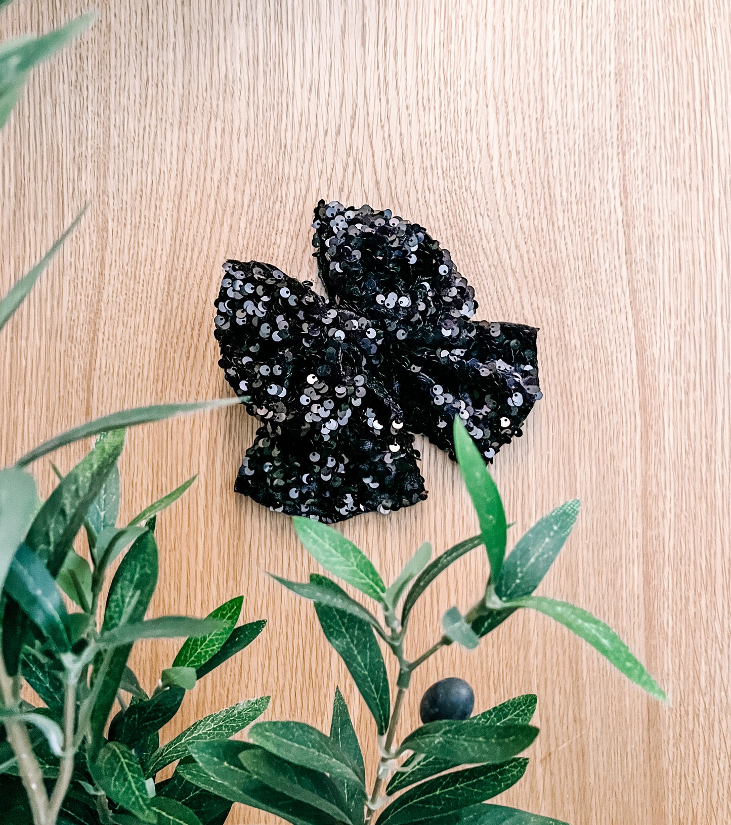 Black Sequin Sailor Bow