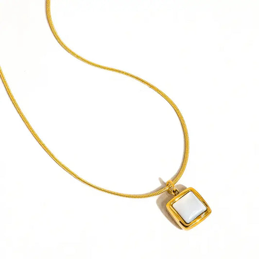 Berenice 18K Gold Non-Tarnish Square Shell Necklace - preorder