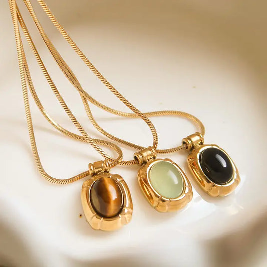 Dax 18K Gold Non-Tarnish Natural Stone Necklace - preorder