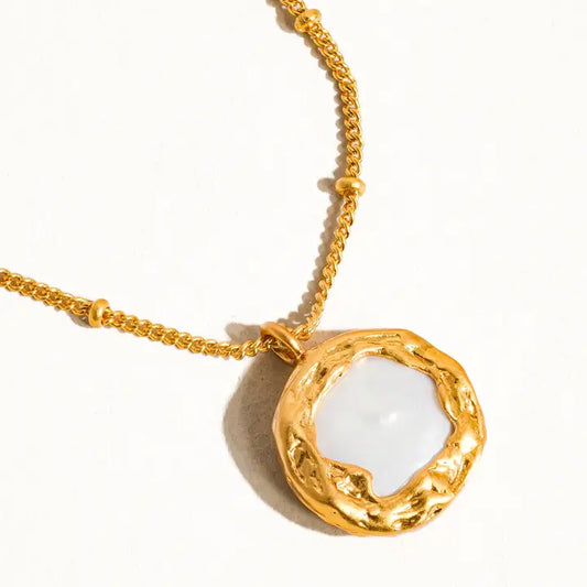 Lydia 18k Vintage Gold Natural Pearl Round Necklace - preorder