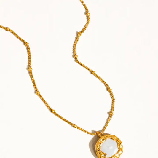 Lydia 18k Vintage Gold Natural Pearl Round Necklace - preorder
